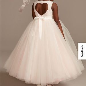 Ball gown flower girl or communion dress with heart cutout